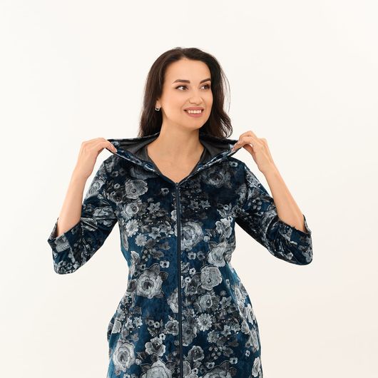 Халат Розіта з капюшоном, синій, Колір: Синій, Розмір: 52-54, зображення 5