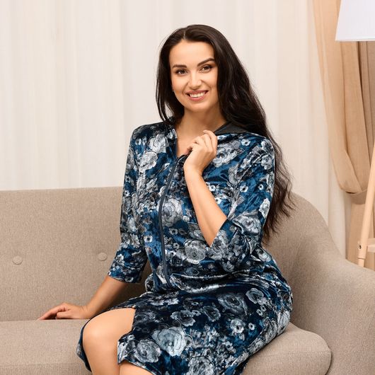 Халат Розита с капюшоном, синий, Цвет: Синий, Размер: 48-50, изображение 7