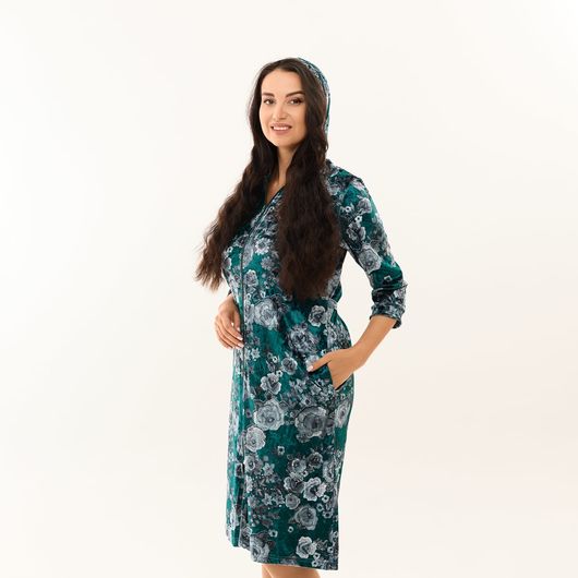 Халат Розіта з капюшоном, смарагдовий, Колір: Смарагдовий, Розмір: 48-50, зображення 2