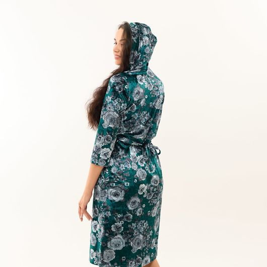 Халат Розита с капюшоном, изумрудный, Цвет: Изумрудный , Размер: 52-54, изображение 3