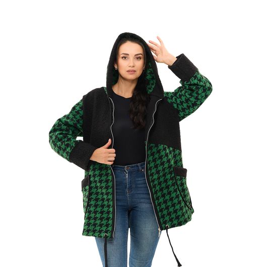 Пальто Шарман, гусиная лапка, зеленое, Цвет: Гусиная лапка, зеленая, Размер: 62, изображение 2