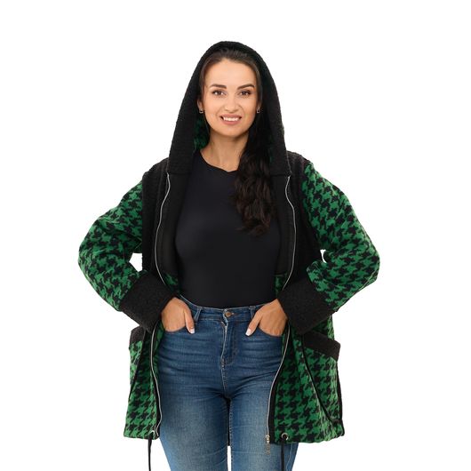 Пальто Шарман, гусиная лапка, зеленое, Цвет: Гусиная лапка, зеленая, Размер: 56, изображение 3