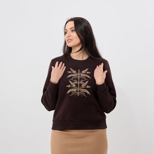 Вышиванка-джемпер Ярослава, коричневый, Цвет: Коричневый, Размер: 4XL, изображение 7