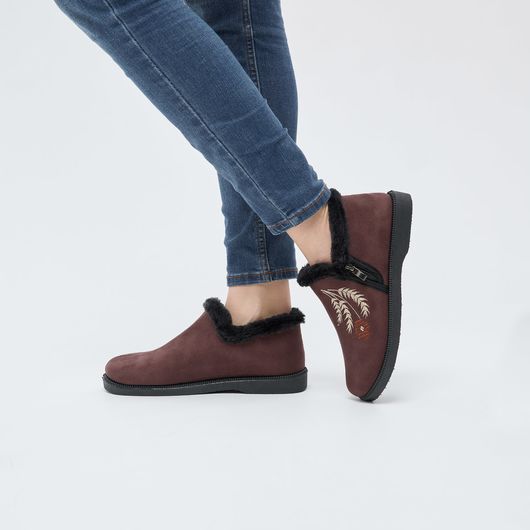 Напівчобітки Аніта, коричневі з вишивкою колоски, Колір: Коричневі з вишивкою колоски , Розмір: 38, зображення 3