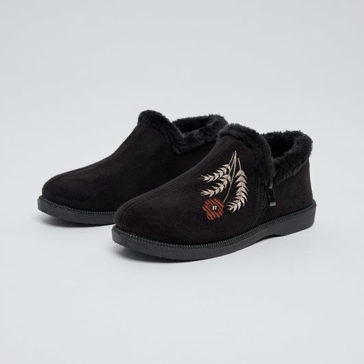 Напівчоботи Аніта, чорні з вишивкою колоски, Колір: Чорні з вишивкою колоски, Розмір: 39