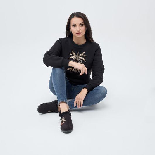 Полусапожки Анита, черные с вышивкой колоски, Цвет: Черные с вышивкой колоски , Размер: 37, изображение 6