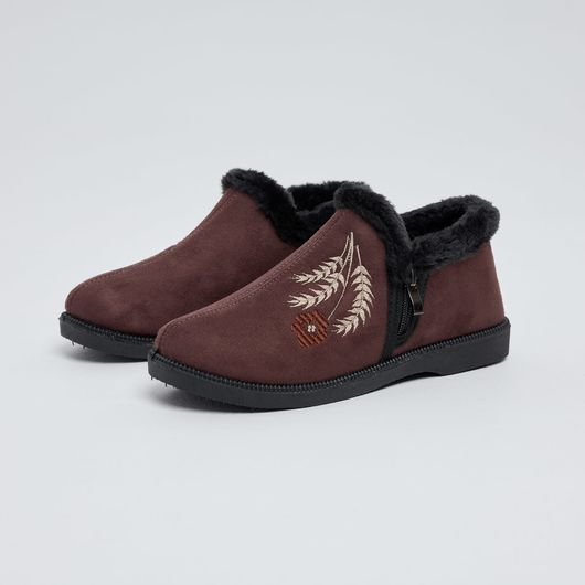 Полусапожки Анита, коричневые с вышивкой колоски, Цвет: Коричневые с вышивкой колоски , Размер: 36