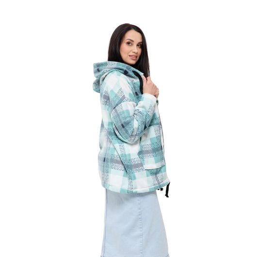 Куртка Флиса, клетка мятный, Цвет: Мятный , Дизайн: Клетка , Размер: 48, изображение 3