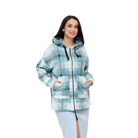 Куртка Флиса, клетка мятный, Цвет: Мятный , Дизайн: Клетка , Размер: 50, изображение 4