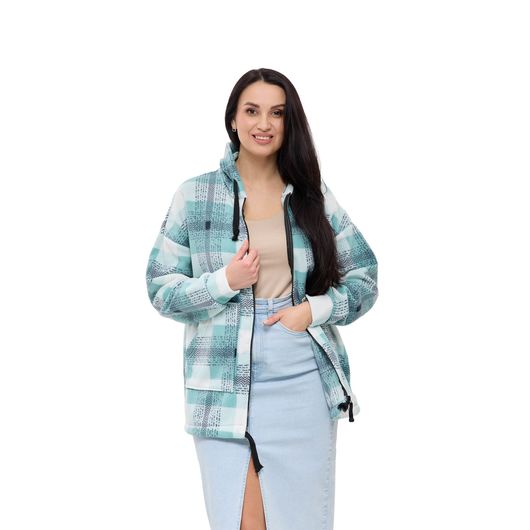 Куртка Флісу, клітинка м'ятна, Колір: М'ятний, Дизайн: Клітина, Розмір: 54