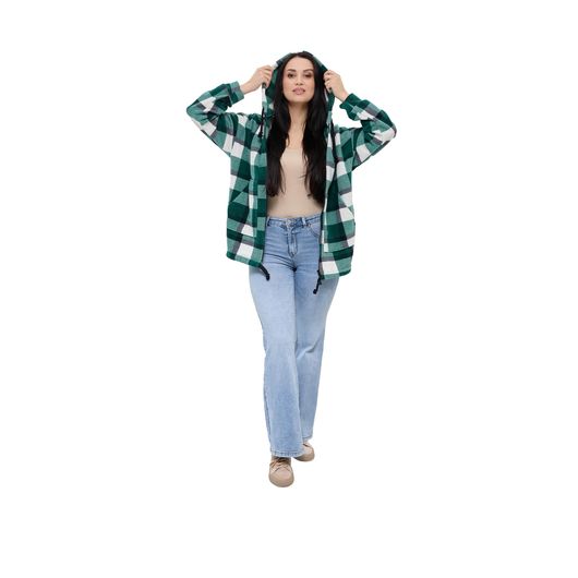 Куртка Флісу, клітинка, зелена, Колір:  Зелений, Дизайн: Клітина, Розмір: 56, зображення 3