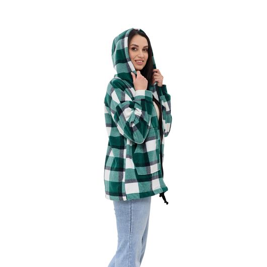 Куртка Флісу, клітинка, зелена, Колір:  Зелений, Дизайн: Клітина, Розмір: 48, зображення 4