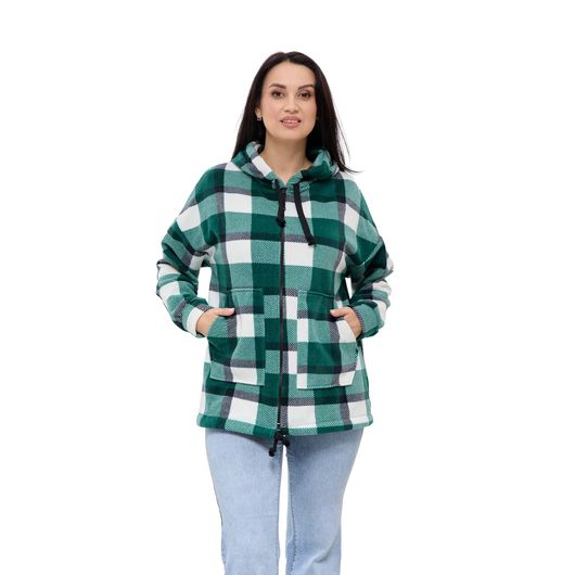 Куртка Флиса, клетка, зеленая, Цвет: Зеленый, Дизайн: Клетка , Размер: 50