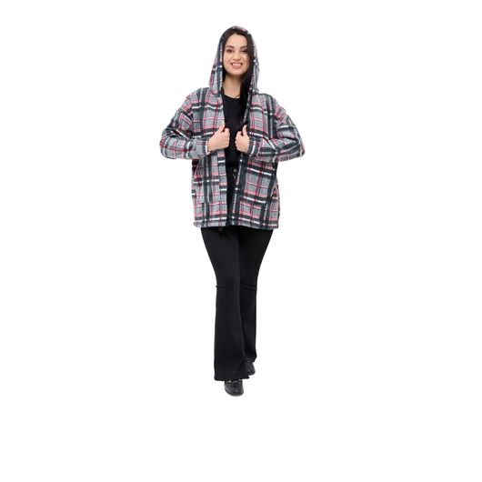 Куртка Флиса, клетка, серая, Цвет: Серый , Дизайн: Клетка , Размер: 56, изображение 2