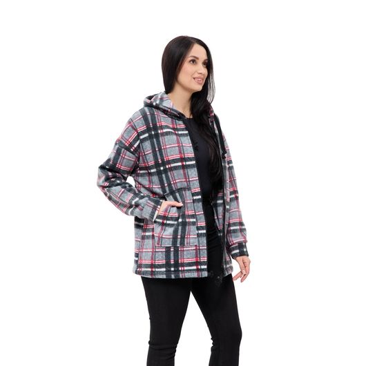 Куртка Флиса, клетка, серая, Цвет: Серый , Дизайн: Клетка , Размер: 50, изображение 6