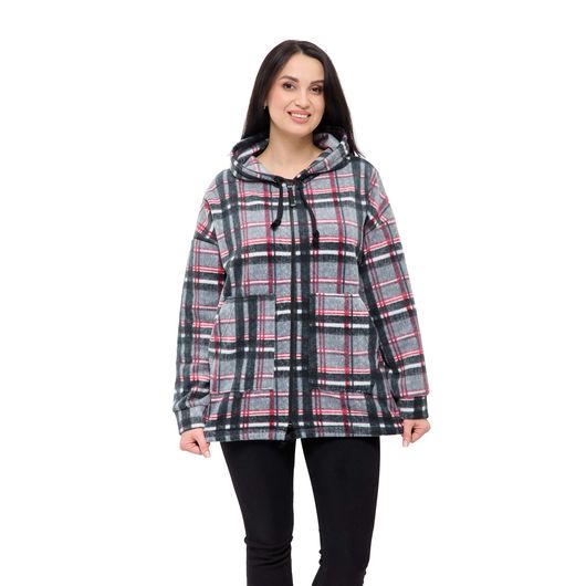 Куртка Флиса, клетка, серая, Цвет: Серый , Дизайн: Клетка , Размер: 50