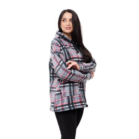 Куртка Флиса, клетка, серая, Цвет: Серый , Дизайн: Клетка , Размер: 56, изображение 4