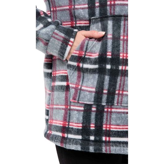 Куртка Флиса, клетка, серая, Цвет: Серый , Дизайн: Клетка , Размер: 56, изображение 5