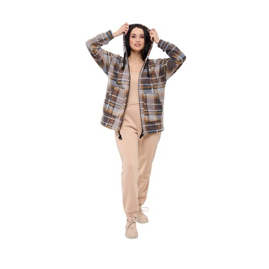 Куртка Флісу, клітинка, коричнева, Колір: Коричневий, Дизайн: Клітина, Розмір: 54, зображення 3