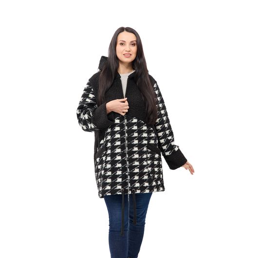 Пальто Шарман, гусиная лапка, черно-белое, Цвет: Гусиная лапка (большая), Размер: 64, изображение 5