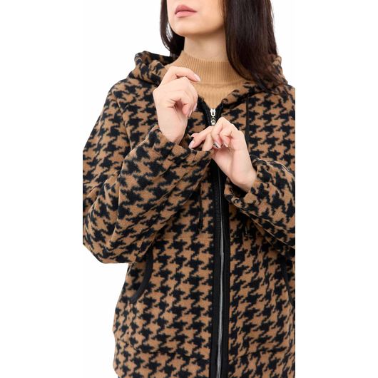 Пальто Шарман, гусиная лапка, укороченное, мокко, Цвет: Мокко , Размер: 60, изображение 5