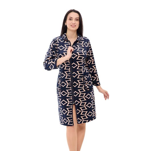 Халат Нежность велюра, бежевый Геометрия, Цвет: Бежевый Геометрия, Размер: 48-50