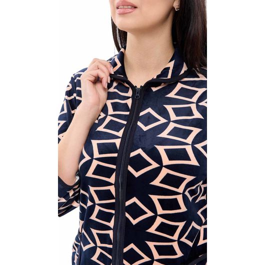 Халат Нежность велюра, бежевый Геометрия, Цвет: Бежевый Геометрия, Размер: 60-62, изображение 6