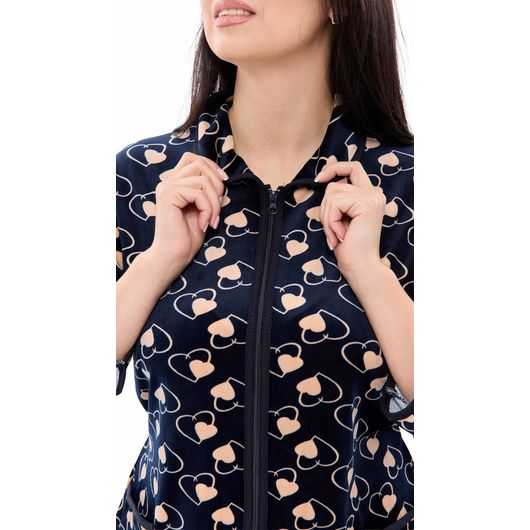 Халат Нежность велюра, синий Сердца, Цвет: Синий Сердца , Размер: 60-62, изображение 6